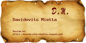 Davidovits Mietta névjegykártya
